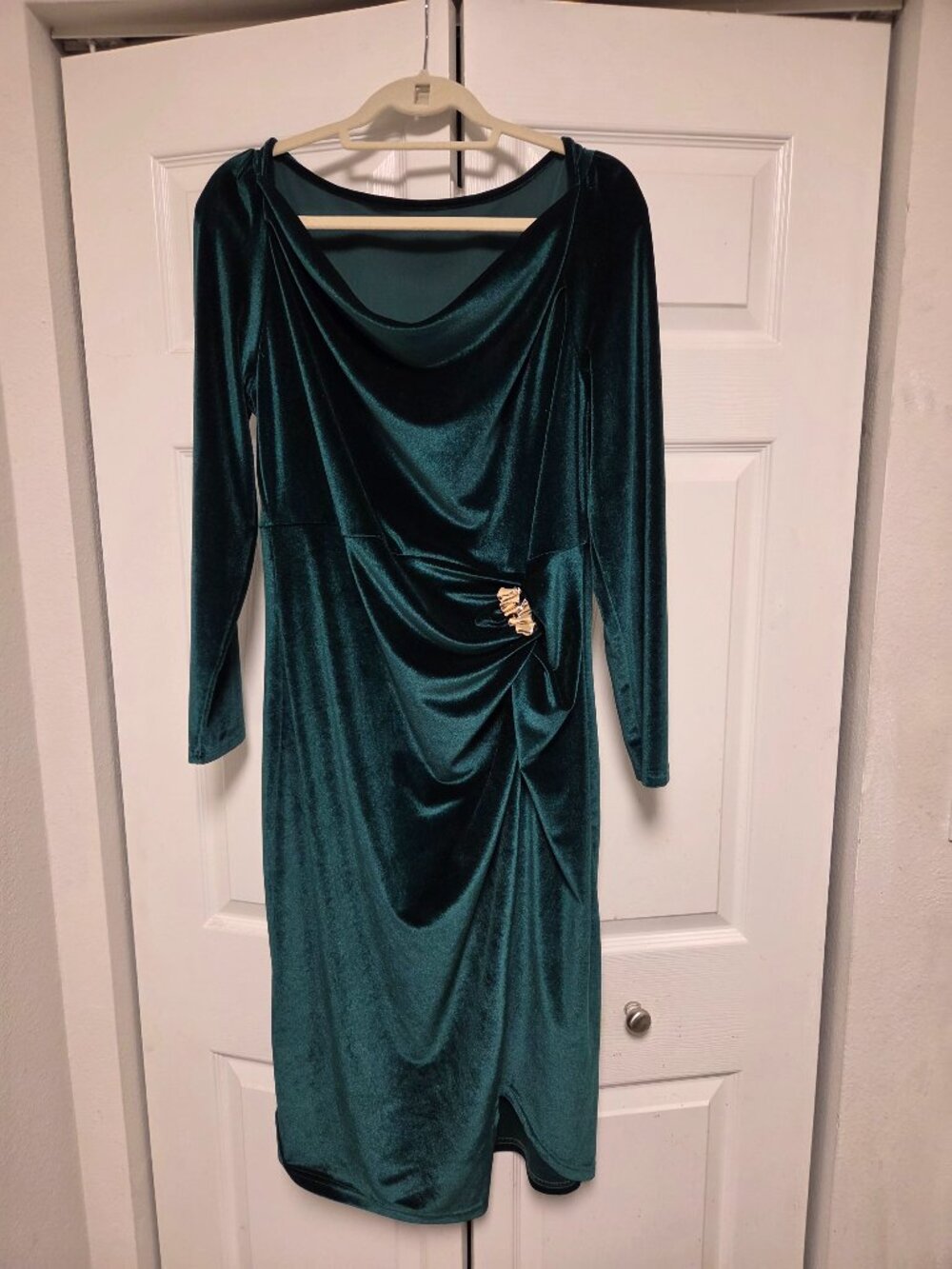 Velvet Evening Dress With a Broosh.